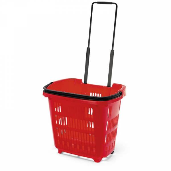 Wheeled Shopping Basket Red